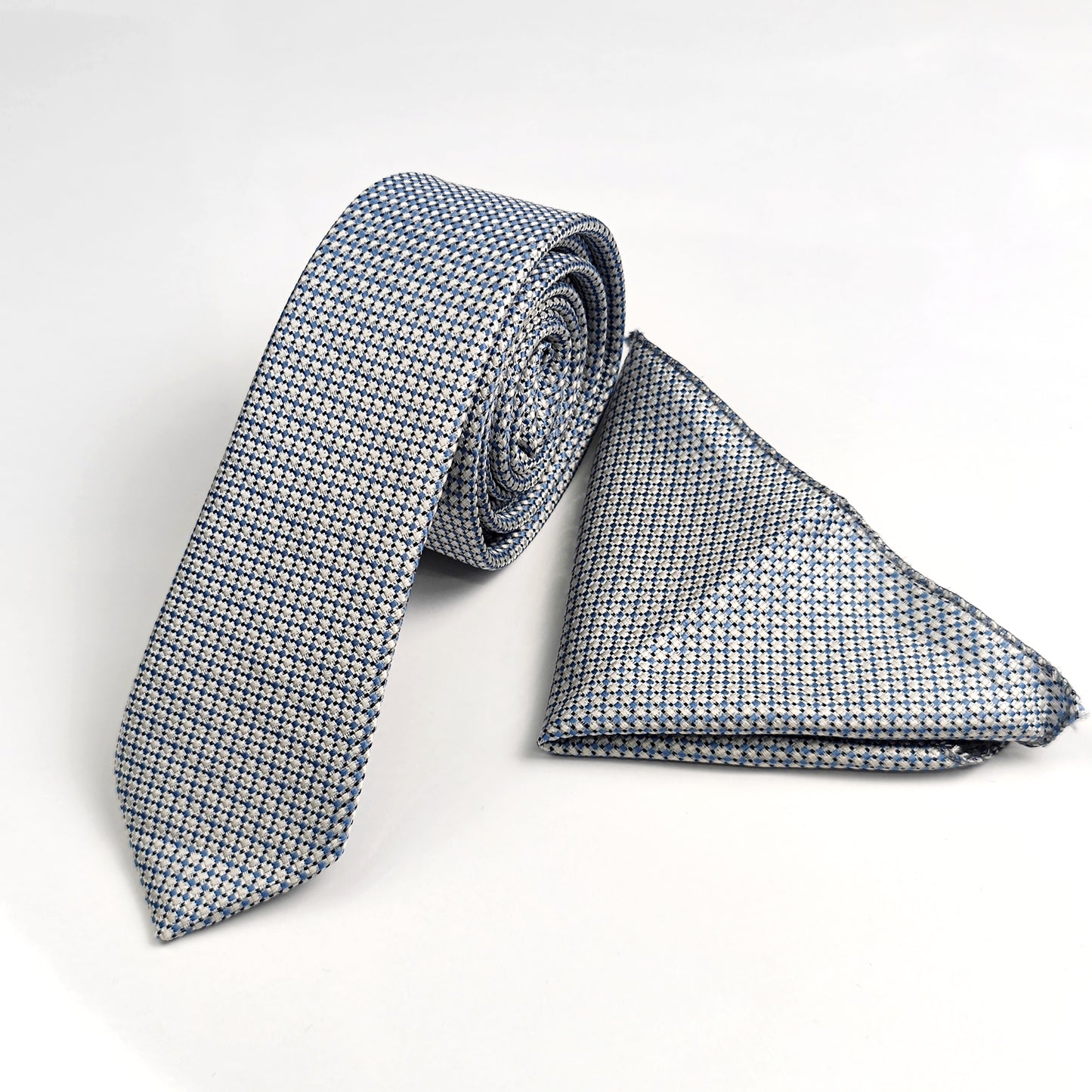 Cravate avec mouchoir Motif/ demi slim