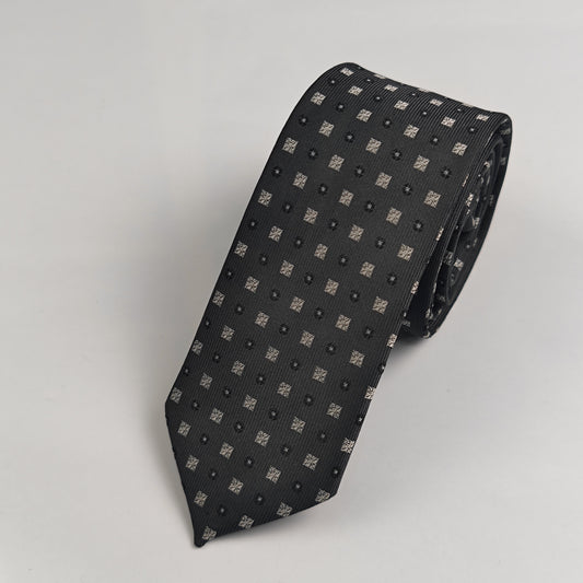 Cravate Demi slim Gris motif