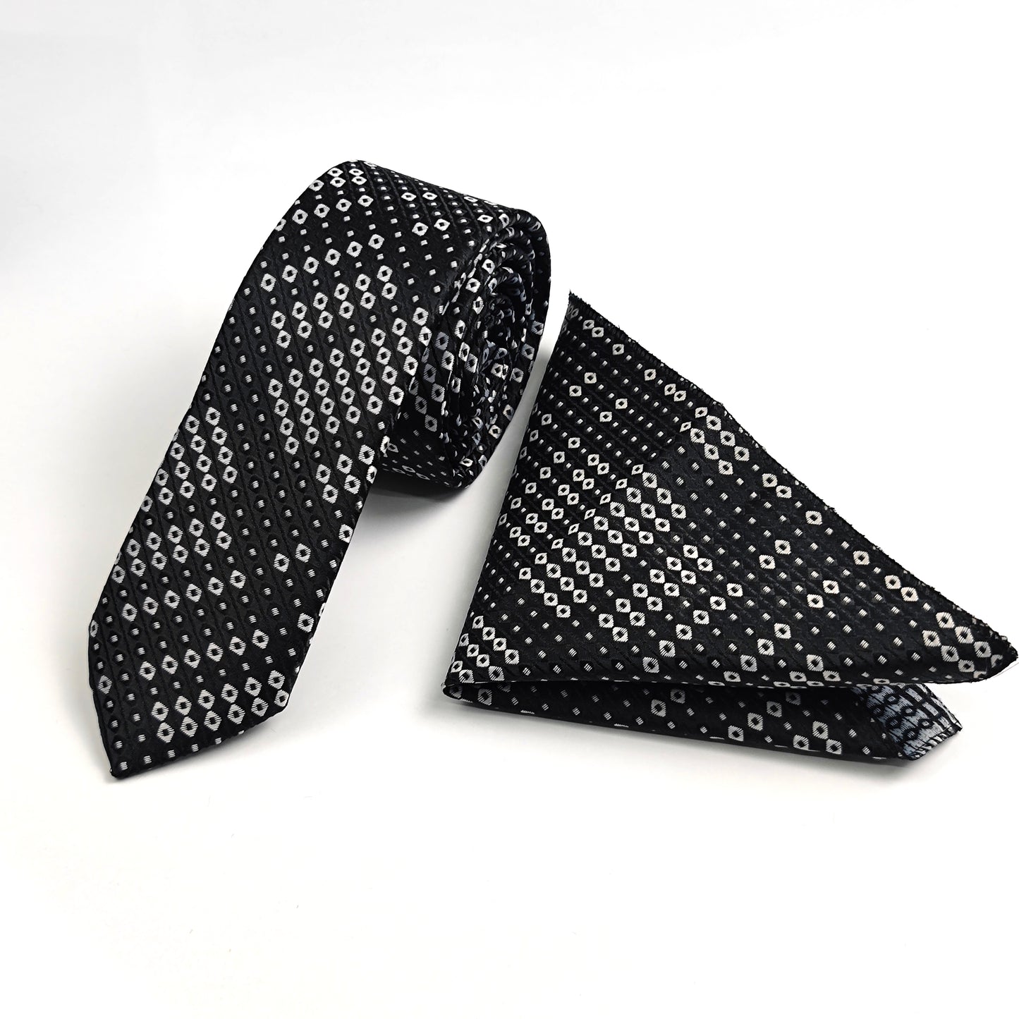 Cravate avec mouchoir Motif/ demi slim