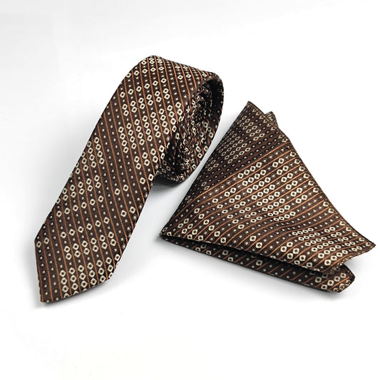 Cravate avec mouchoir Motif/ demi slim