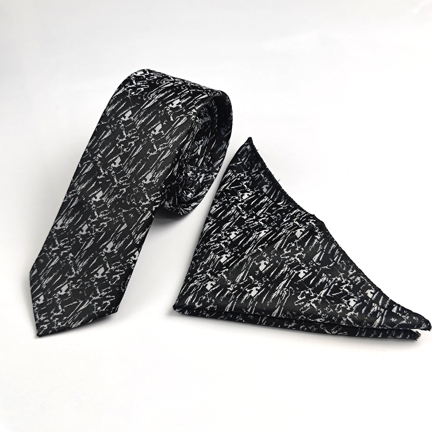 Cravate avec mouchoir Motif/ demi slim