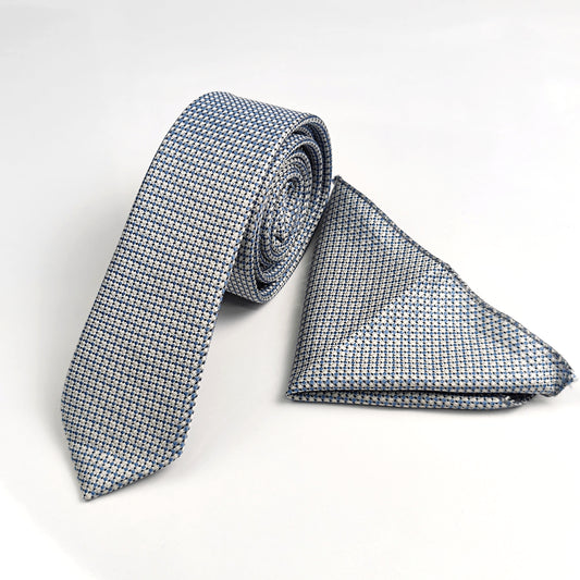 Cravate avec mouchoir Motif/ demi slim