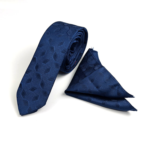 Cravate avec mouchoir Motif/ demi slim