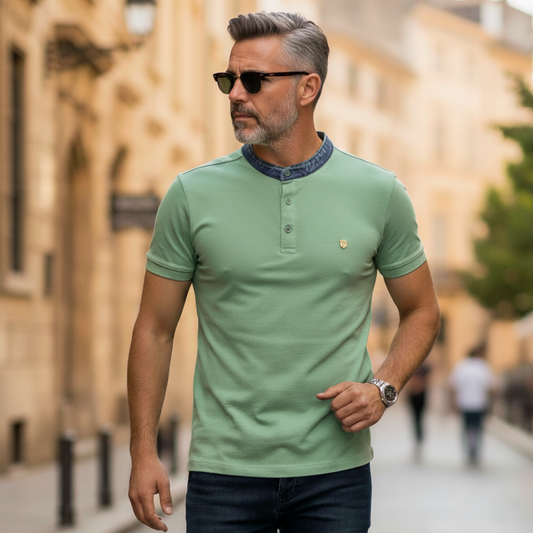 T-shirt sans col jeans M/3XL