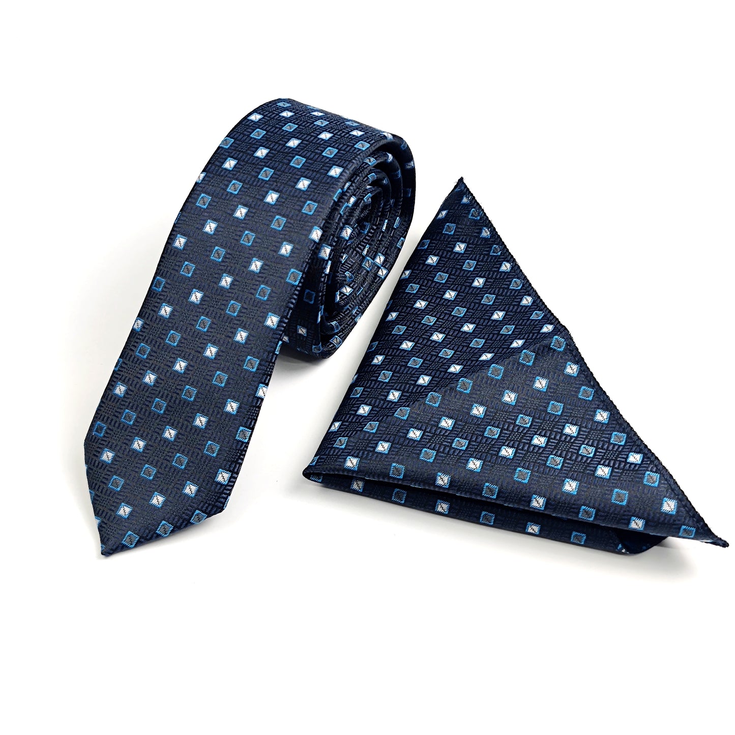 Cravate avec mouchoir Motif/ demi slim