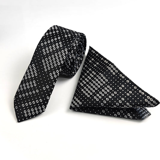 Cravate avec mouchoir Motif/ demi slim