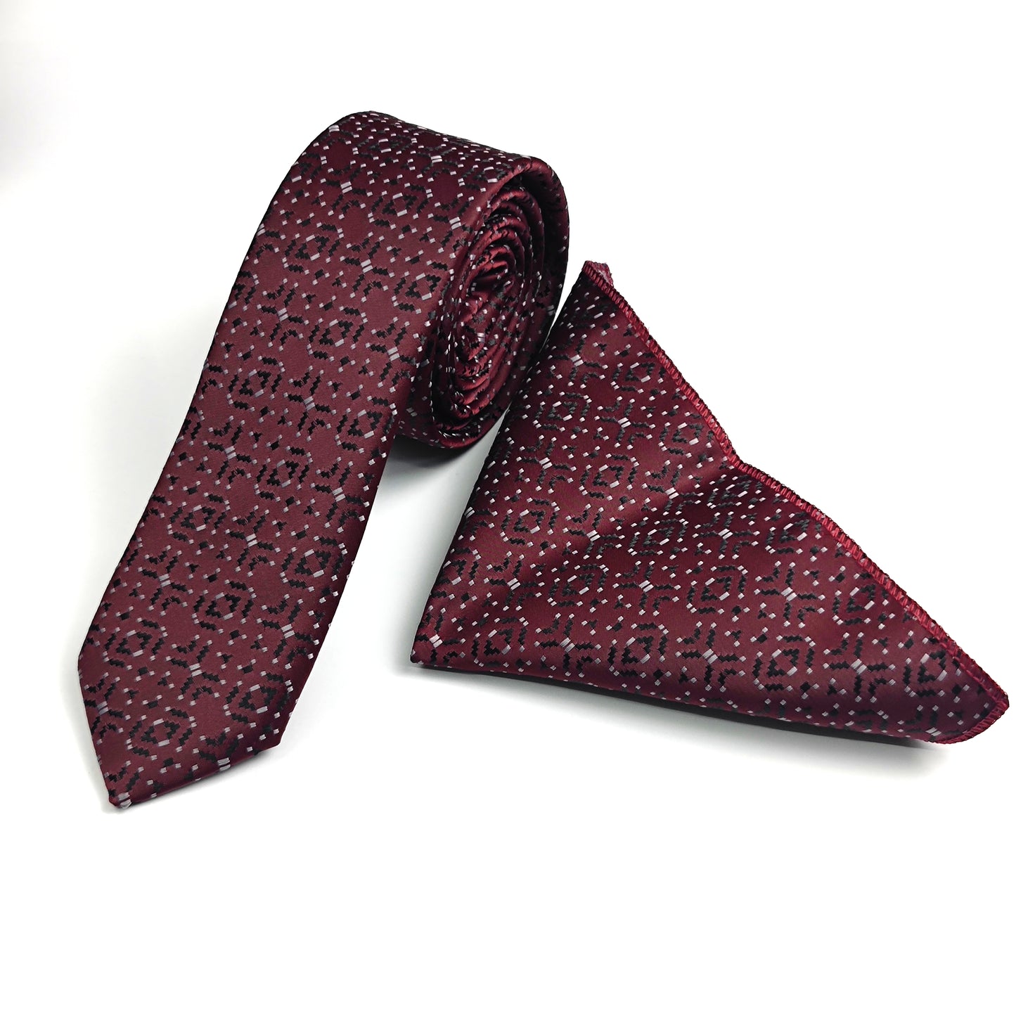 Cravate avec mouchoir Motif/ demi slim