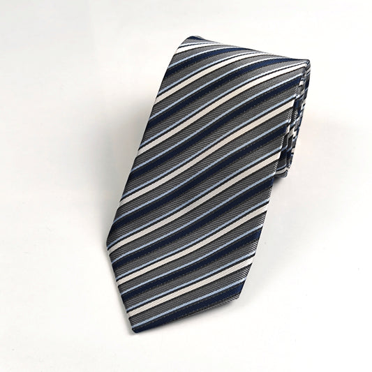 Cravate large Bleu à rayures