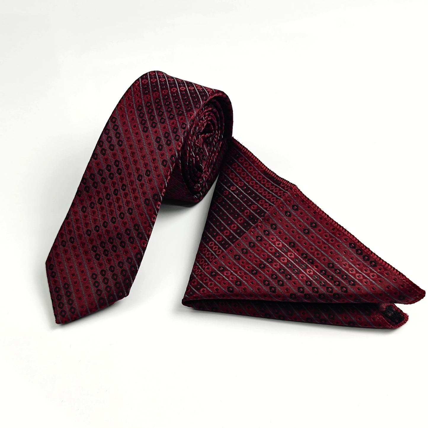 Cravate avec mouchoir Motif/ demi slim